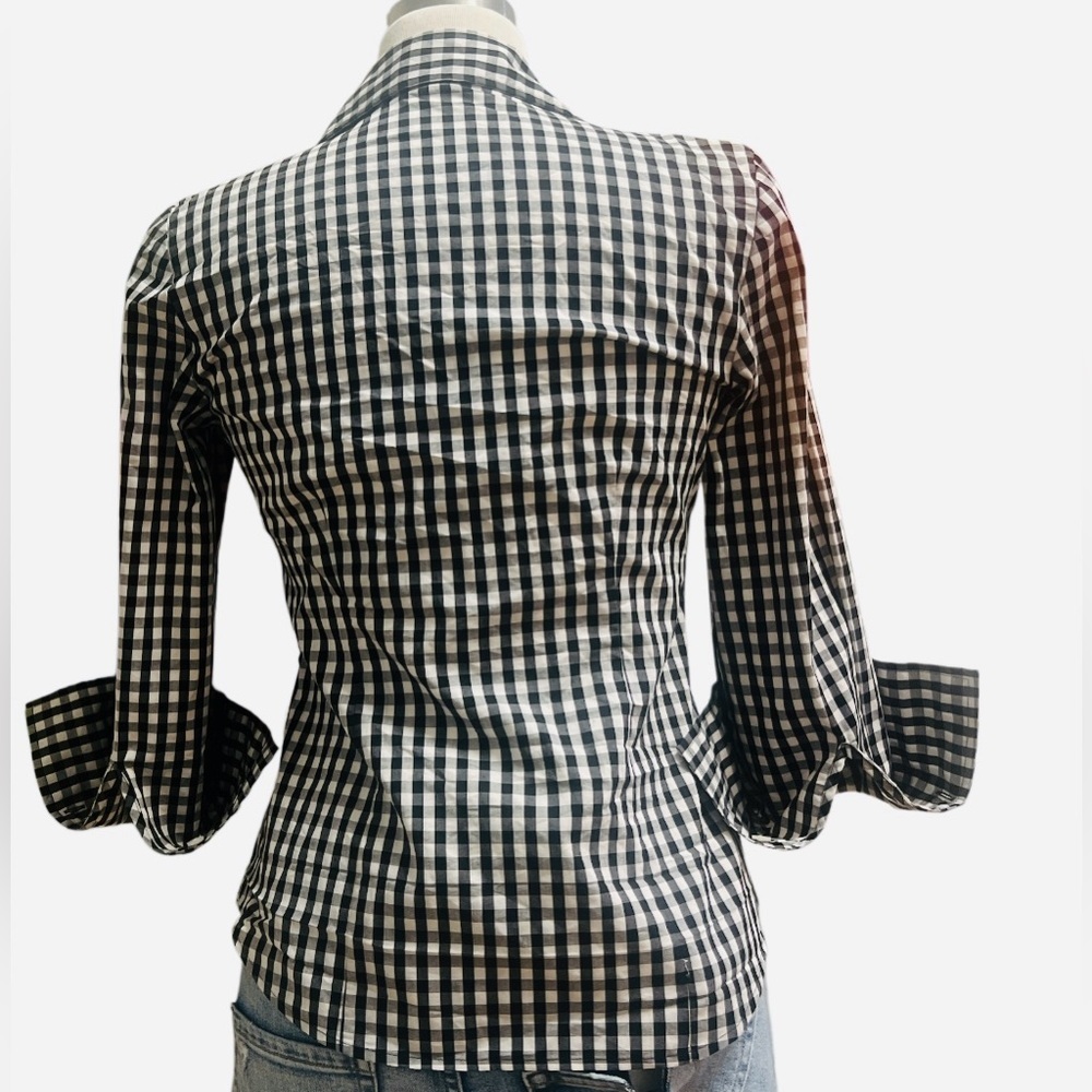 Ann Taylor Black and White Gingham Button-Down Shirt - Picture 6 of 6